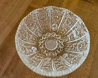 American Brilliant Period Cut Glass Footed Bowl - Hobstar and Fan Pattern