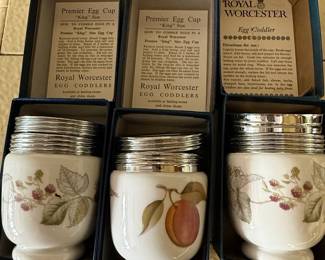 Royal Worcester King Size Egg Coddlers (Set of 3) - Evesham Pattern