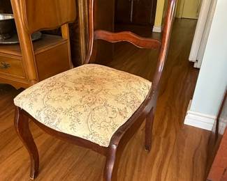 Victorian Revival Mahogany Side Chair with Carved Rose