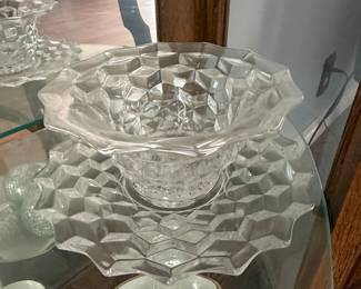 Fostoria American Pattern Clear Glass Mayonnaise Bowl with Underplate