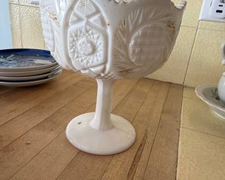 FTD "Oak Leaf" Milk Glass Compote
