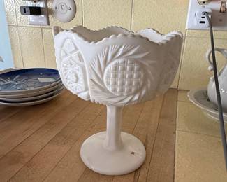 FTD "Oak Leaf" Milk Glass Compote