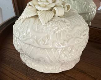 Vintage Porcelain Rose Covered Trinket Box