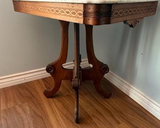 Victorian Eastlake Marble-Top Side Table