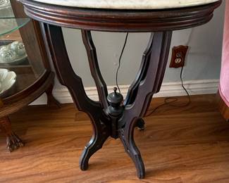 Victorian Eastlake Marble Top Parlor Table