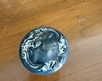 Antique Sterling Silver and Cut Glass Vanity Jar with Art Nouveau Floral Motif