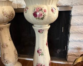 Vintage Maryleigh Pottery Staffordshire Floral Pedestal Vase