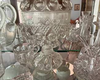Adams Palace Moon and Star Clear Covered Compote