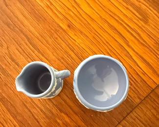 Wedgwood Blue Jasperware Creamer and Sugar Bowl Set