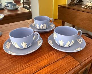 Wedgwood Jasperware Tea Cups and Saucers (Set of 3)