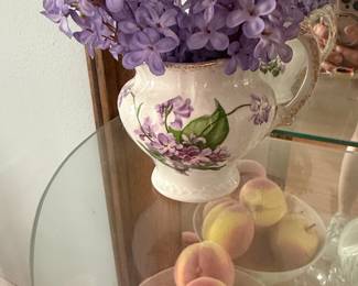 Antique Hand-Painted Limoges Porcelain Pitcher with Violets