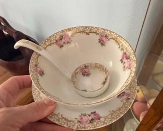 R.S. Germany Porcelain Mayonnaise Bowl and Ladle