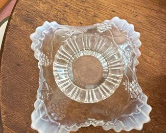 Northwood Glass Opalescent Grape and Cable Footed Compote