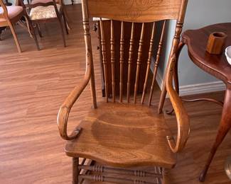 Antique Oak Spindle-Back Windsor Rocking Chair