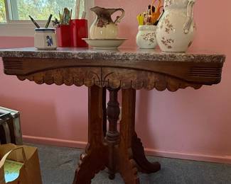 Victorian Eastlake Marble-Top Parlor Table