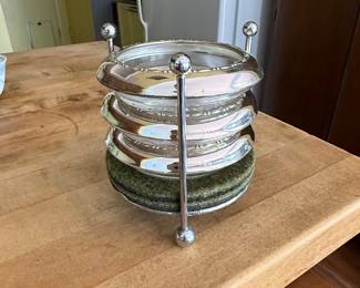 Amston Silver Company Sterling Coaster Set with Stand