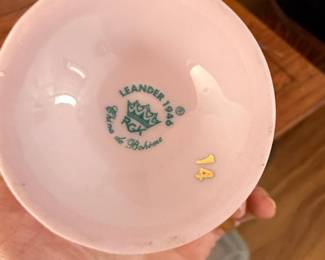 Leander 1946 RGK Pink Floral Teacup and Saucer with 14k Gold