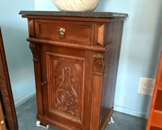 Victorian Eastlake Style Washstand and Matching Bedside Cabinet