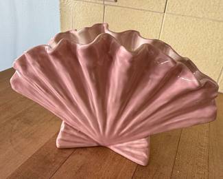 Mid-Century Pink Ceramic Fan Vase