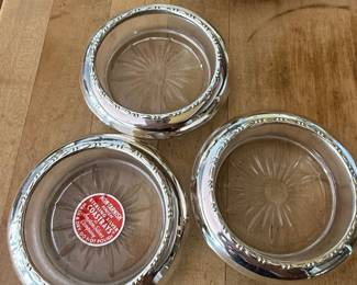 Amston Silver Company Sterling Coaster Set with Stand