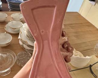 Mid-Century Pink Ceramic Fan Vase