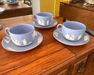 Wedgwood Jasperware Tea Cups and Saucers (Set of 3)
