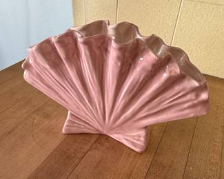 Mid-Century Pink Ceramic Fan Vase
