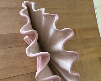 Mid-Century Pink Ceramic Fan Vase