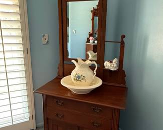 Victorian Eastlake Style Washstand and Matching Bedside Cabinet