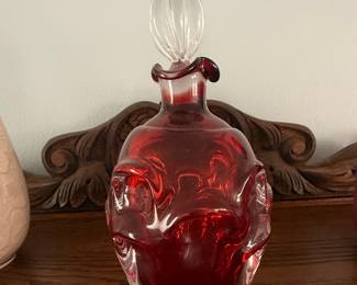 Bo Borgström for Åseda Sweden Ruby Red Art Glass Decanter