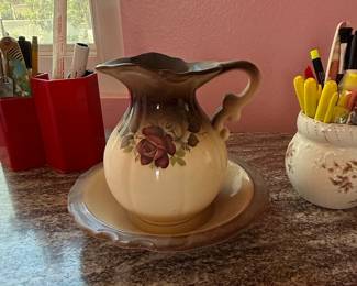 Vintage McCoy Pottery "Fruit Festival" Pitcher and Basin Set