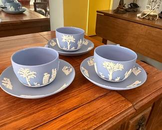 Wedgwood Jasperware Tea Cups and Saucers (Set of 3)