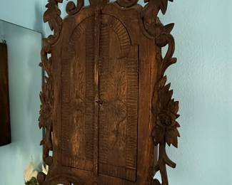 Black Forest Carved Wood Medicine Cabinet