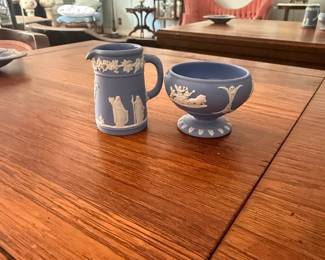 Wedgwood Blue Jasperware Creamer and Sugar Bowl Set