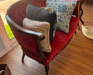 Victorian Red Velvet Settee