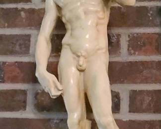 Circa 1960s Authentic Vintage Italian Fine Art of "David" Replica from the Legendary Michelangelo's sculpture. This is HAND-CARVED from premium, heavy solid Italian Alabaster Stone. A SPECTACULARLY RARE AND HIGHLY COLLECTIBLE RENAISSANCE MASTERPIECE!!!