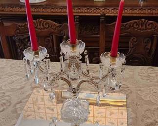 Circa 1895-1910 Antique BACCARAT CRYSTAL CANDELABRA in the famous "Bamboo Tors" pattern from Fance! HIGHLY COLLECTIBLE AND HIGHLY SOUGHT-AFTER!!!!! (I also have the matching chandelier).