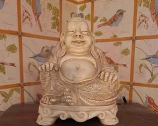 1982 Authentic Vintage "Ivory Dynasty" Arnart Faux Ivory Resin Buddha made in Taiwan!