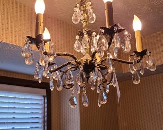 Circa 1900s-1920s Antique French Louis XV Gilt Brass Chandelier in the style of "Classic French Pendeloque/Rococo Period." HIGHLY COLLECTIBLE AND HIGHLY SOUGHT-AFTER!!!