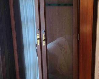 1984 Authentic American Handmade Gun Cabinet with Locking Glass Doors handcrafted by Ralph Peeler. *Ralph Peeler is very widely known in NC and SC for his Handmade woodworking but he only made items for friends, military buddies, or family. This is a FANTASTIC, EXCEPTIONALLY CRAFTED PIECE OF AMERICAN WOODWORKING HISTORY!!