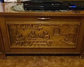 1950s-1960s EXCEPTIONALLY RARE Authentic Vintage Belgian Brutalist Dry-Bar Sideboard. *Hidden Signature by the master artisan (C. Chevalier) beneath the man's hand* A TRUE COLLECTOR'S PRIZE OF EXQUISITE RARE BELGIAN CRAFTSMANSHIP!!