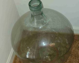 Circa 1860s-1890s 19th Century Unbranded Authentic Antique Demijohn (Dame Jeanne) Hand-blown Light Aqua Bottle Used for Wine or Fermentation. Stands 24" tall and is from France. HIGHLY SOUGHT-AFTER AND HIGHLY COLLECTIBLE!!