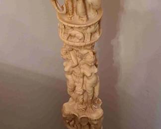 RARE 1982 Authentic Vintage "Ivory Dynasty" 39" tall Carved Resin Pedestal Accent Table or Plant Stand made by Arnart Imports!! MUSEUM-GRADE, HIGHLY POPULAR AND HIGHLY SOUGHT-AFTER!!!