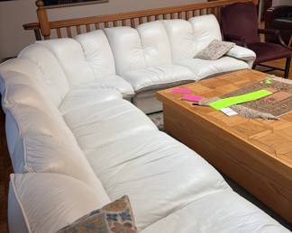 White leather Mcm sectional 