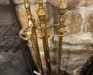 Brass fireplace tools 
