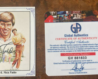 Lot 155: Nick Faldo Autographed Trading Card with COA
