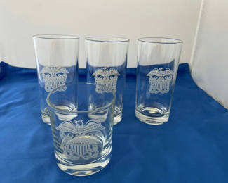 Lot 110: Etched US Navy Highball Glasses (3) and a Rocks Glass (1)