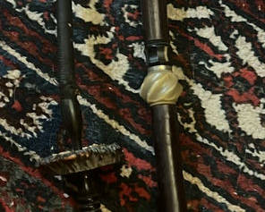 Lot 3: Antique Hooka Parts Wood And Cast Resin