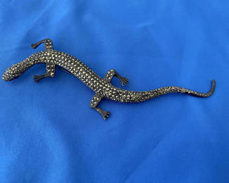 Lot 111: Sterling Silver Lizard Marcasite Brooch