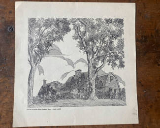 Lot 122: The Oldest House in North East US The Old Fairbanks House Vintage Nelson Fisher Engraving